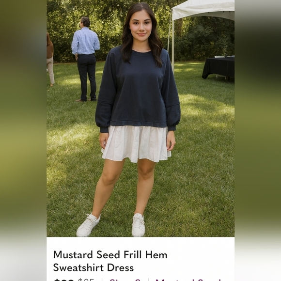 Mustard Seed Frill Hem Sweatshirt Dress - Picture 1 of 7